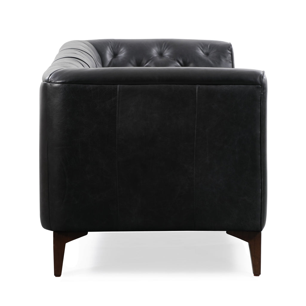 W&F Collection | Essex 89" Leather Sofa (Onyx Black)