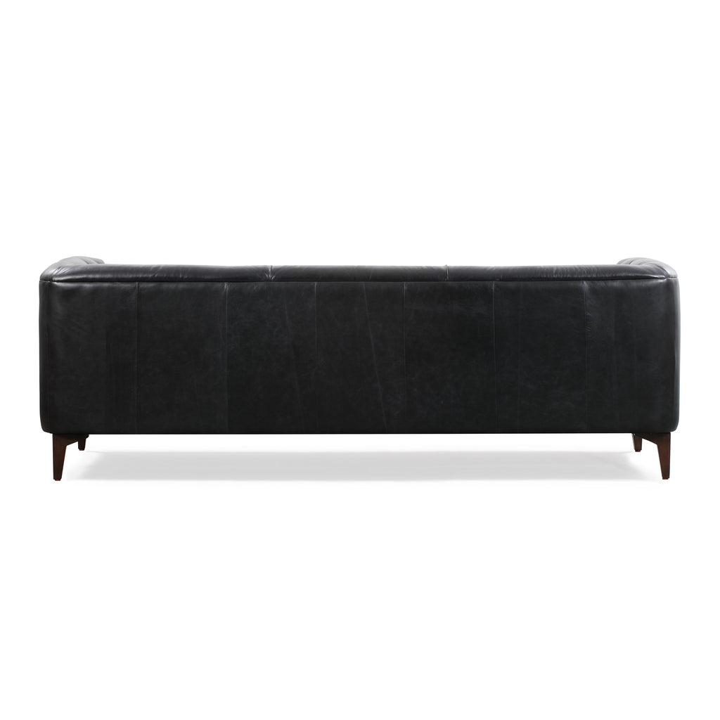 W&F Collection | Essex 89" Leather Sofa (Onyx Black)