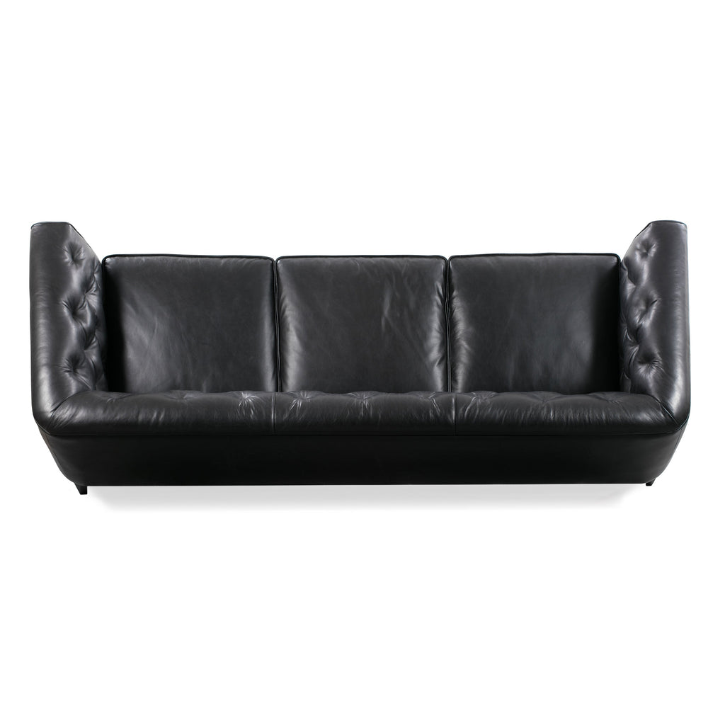 W&F Collection | Essex 89" Leather Sofa (Onyx Black)