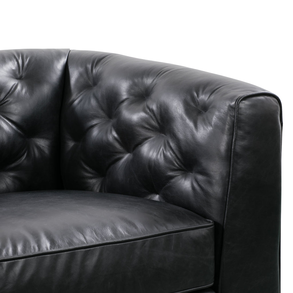 W&F Collection | Essex 89" Leather Sofa (Onyx Black)
