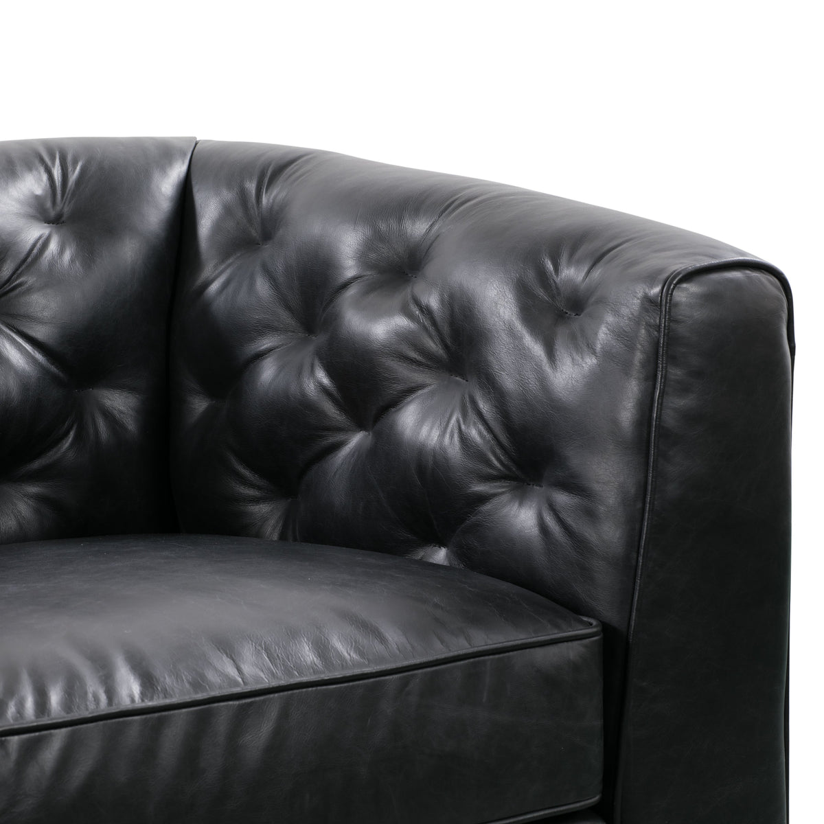 W&F Collection | Essex 89" Leather Sofa (Onyx Black)