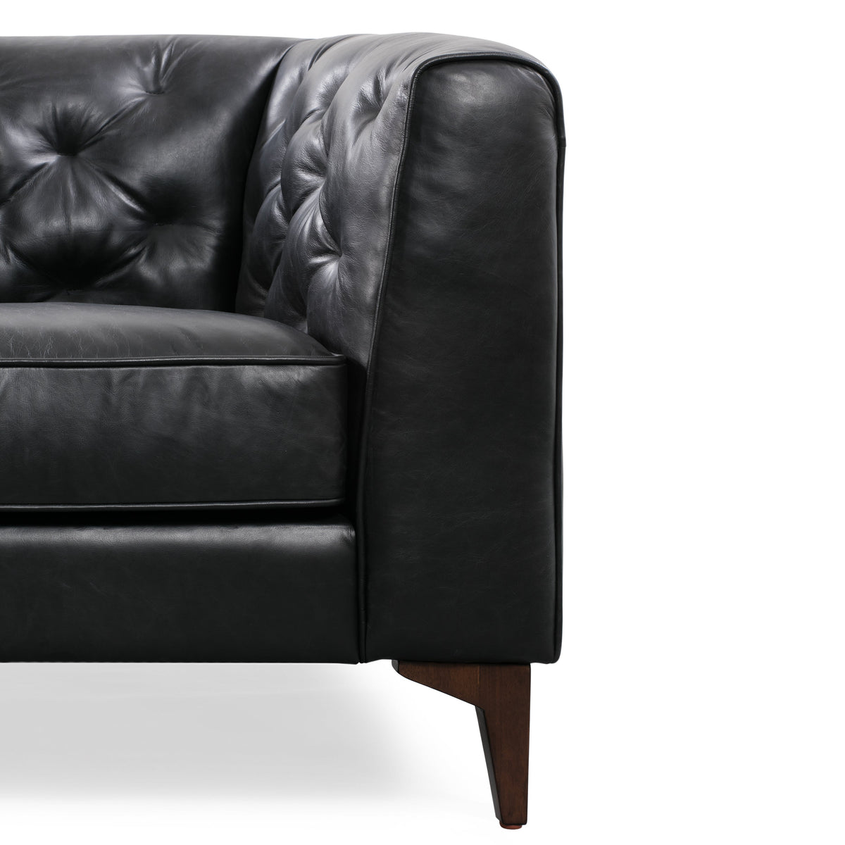 W&F Collection | Essex 89" Leather Sofa (Onyx Black)