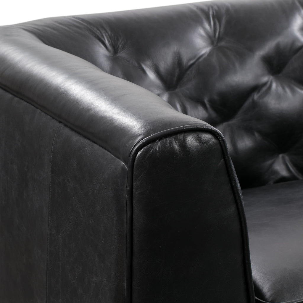 W&F Collection | Essex 89" Leather Sofa (Onyx Black)