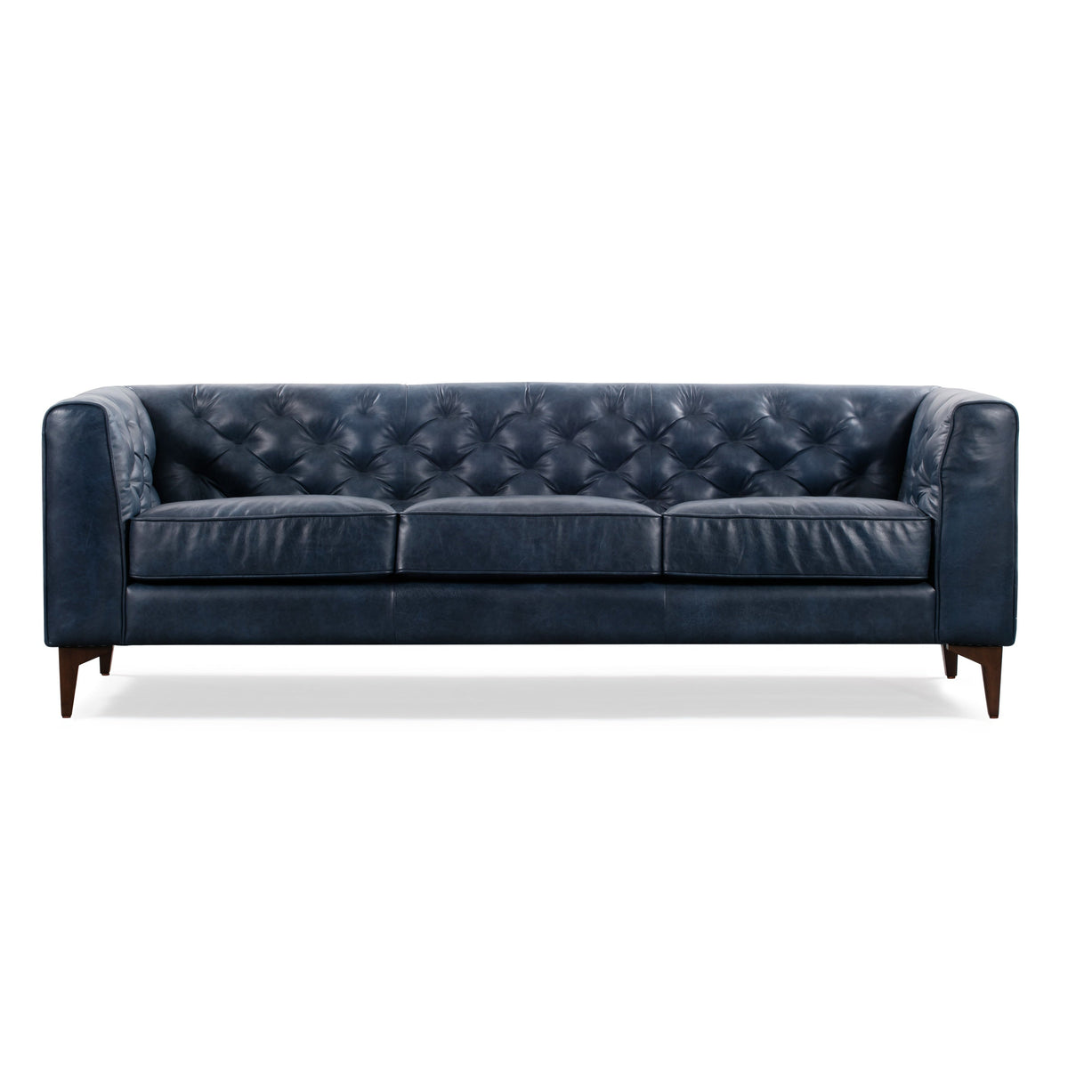 W&F Collection | Essex 89" Leather Sofa (Midnight Blue)
