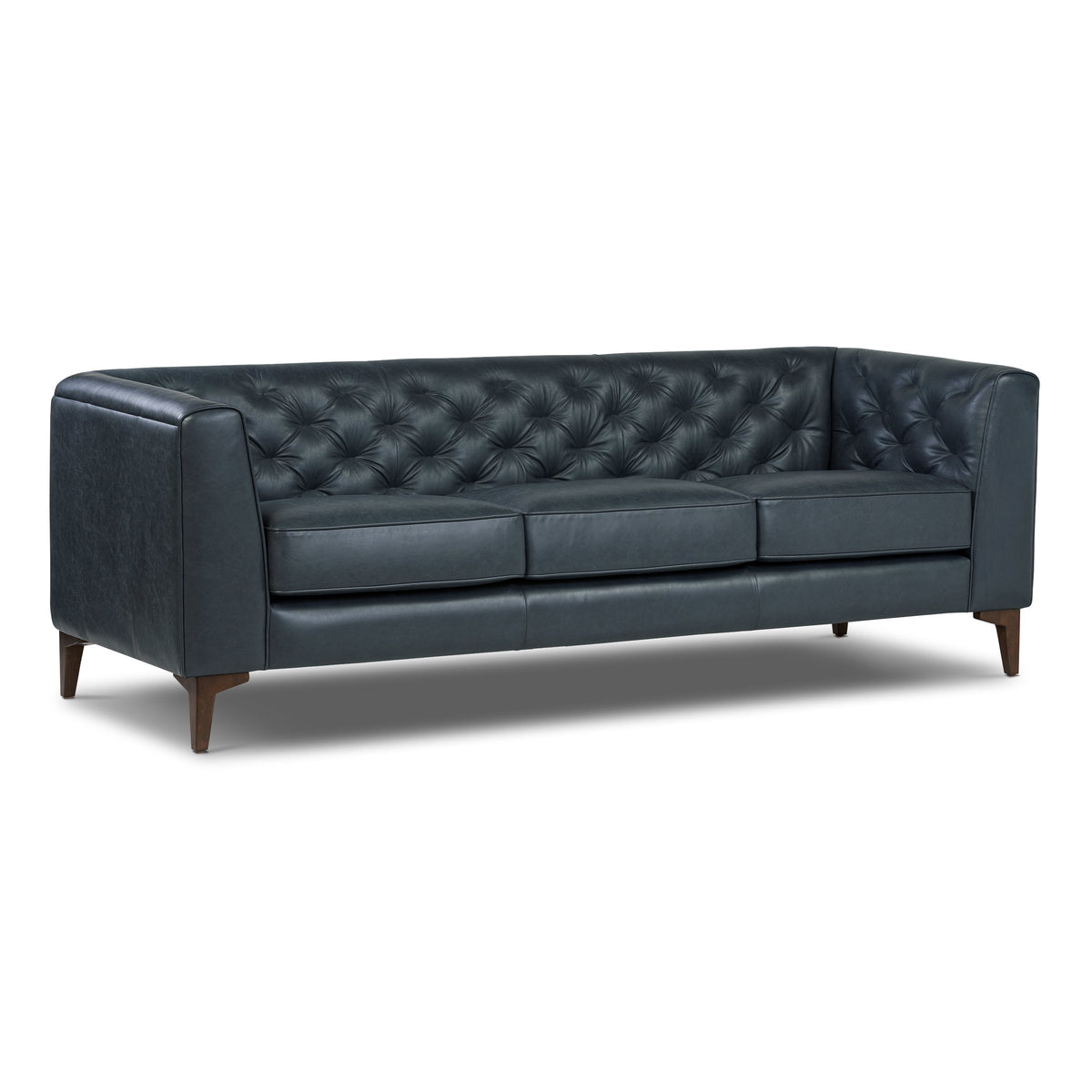W&F Collection | Essex 89" Leather Sofa (Deepsky Blue)