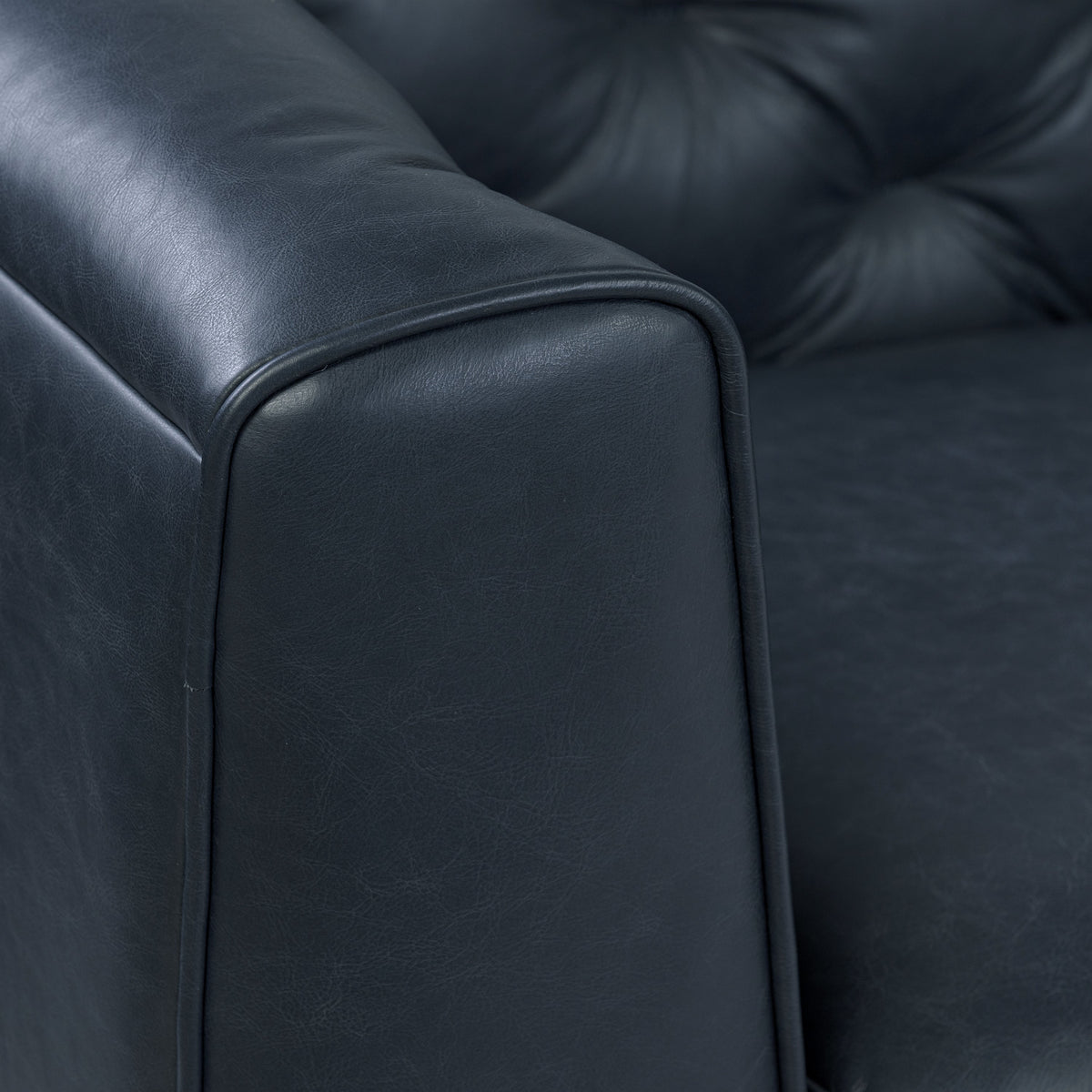 W&F Collection | Essex 89" Leather Sofa (Deepsky Blue)