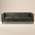 W&F Collection | Essex 89" Leather Sofa (Olivine Green)
