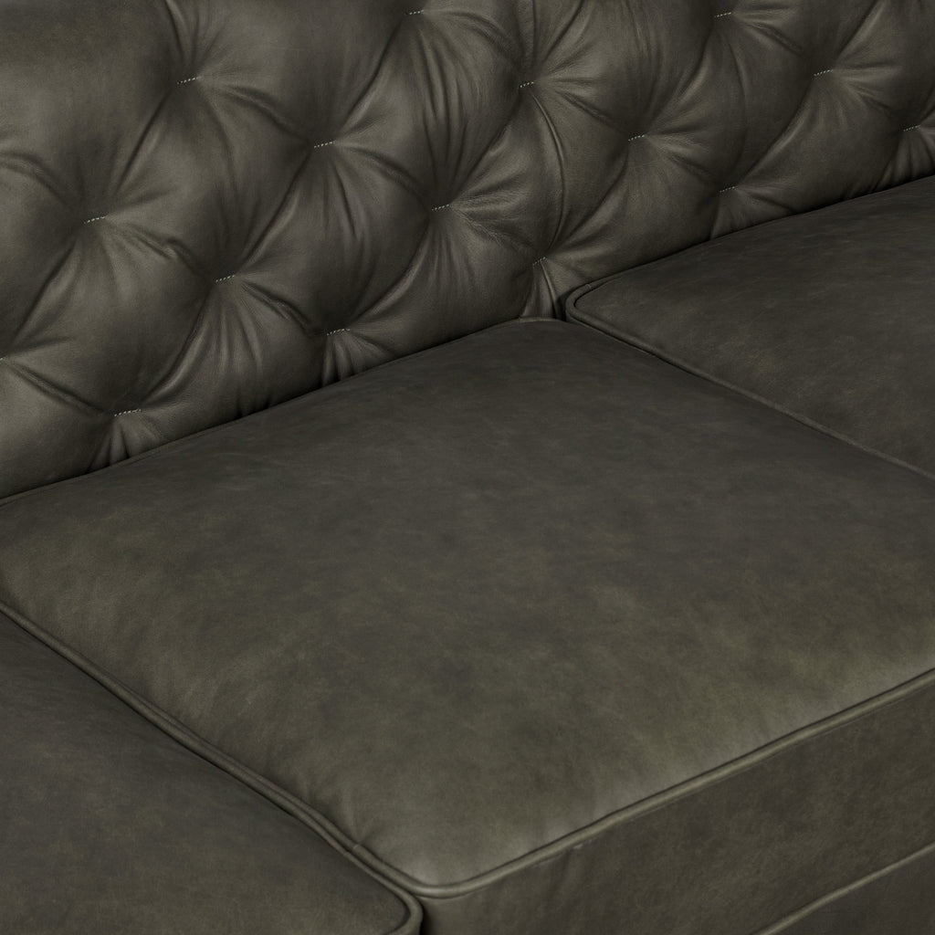 W&F Collection | Essex 89" Leather Sofa (Olivine Green)