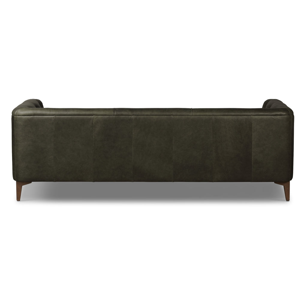W&F Collection | Essex 89" Leather Sofa (Olivine Green)