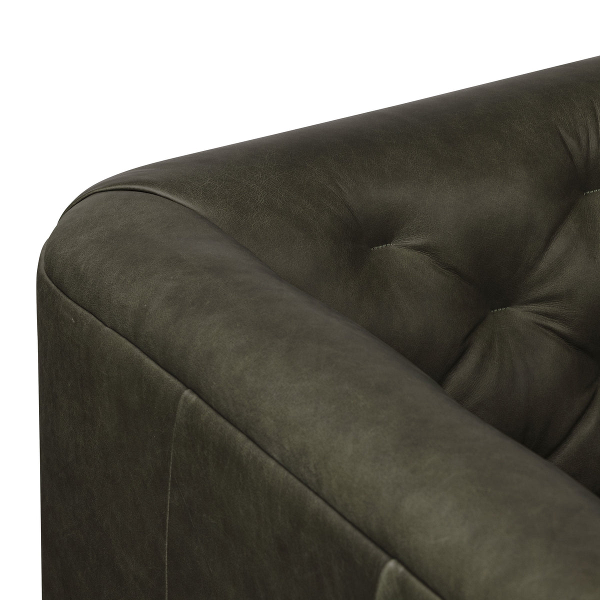 W&F Collection | Essex 89" Leather Sofa (Olivine Green)
