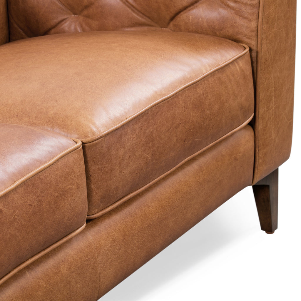 W&F Collection | Essex 89" Leather Sofa (Cognac Tan)