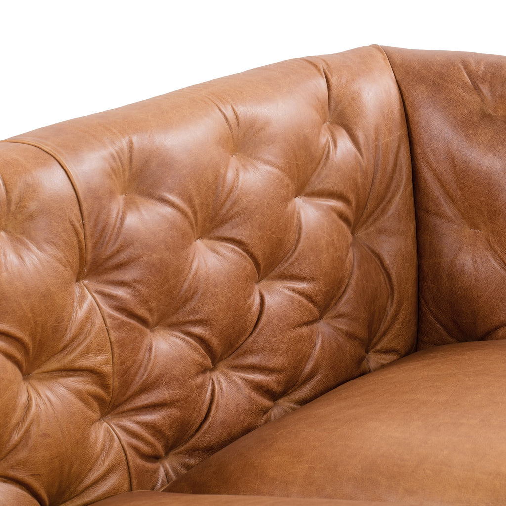 W&F Collection | Essex 89" Leather Sofa (Cognac Tan)