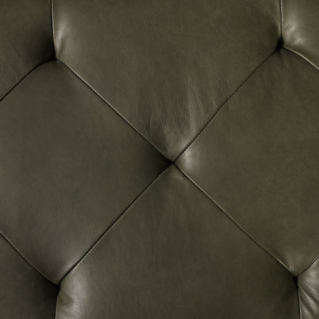 W&F Collection | Senja Leather Storage Ottoman (Olivine Green)