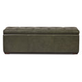 W&F Collection | Senja Leather Storage Ottoman (Olivine Green)