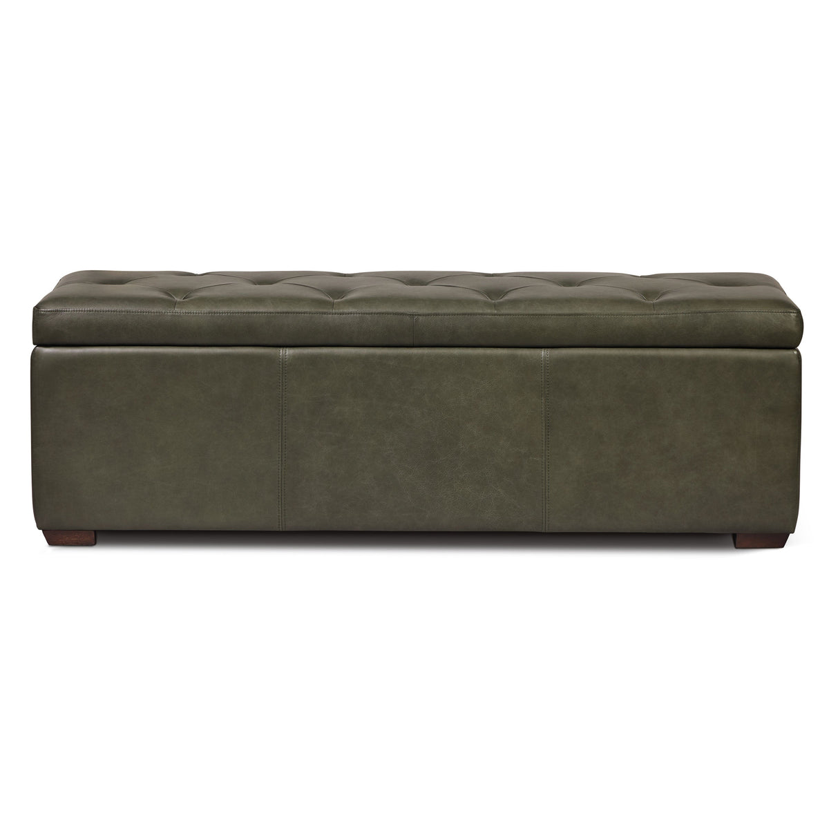 W&F Collection | Senja Leather Storage Ottoman (Olivine Green)