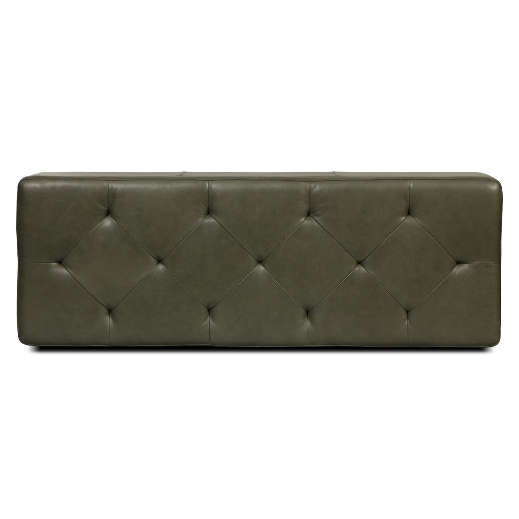 W&F Collection | Senja Leather Storage Ottoman (Olivine Green)