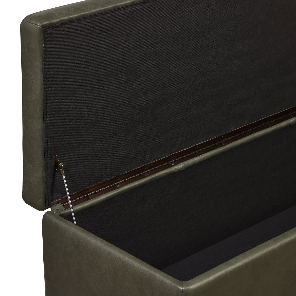 W&F Collection | Senja Leather Storage Ottoman (Olivine Green)
