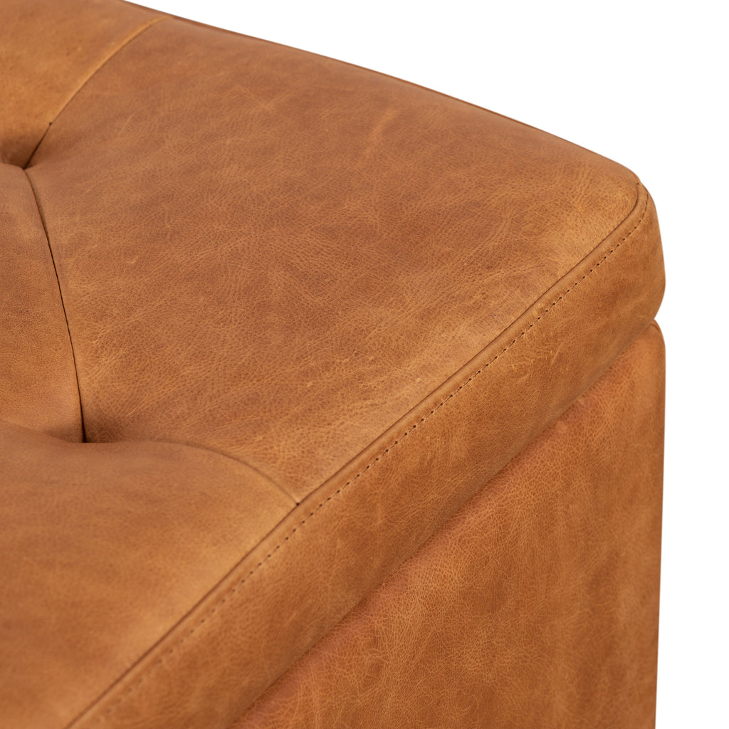W&F Collection | Senja Leather Storage Ottoman (Cognac Tan)