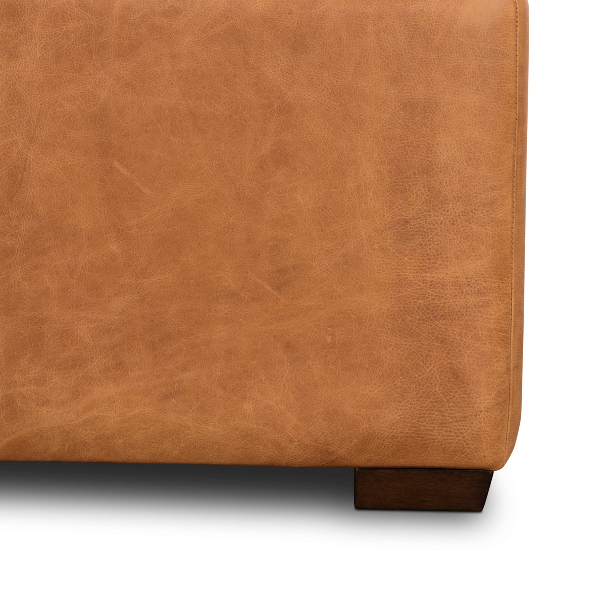 W&F Collection | Senja Leather Storage Ottoman (Cognac Tan)