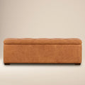 W&F Collection | Senja Leather Storage Ottoman (Cognac Tan)