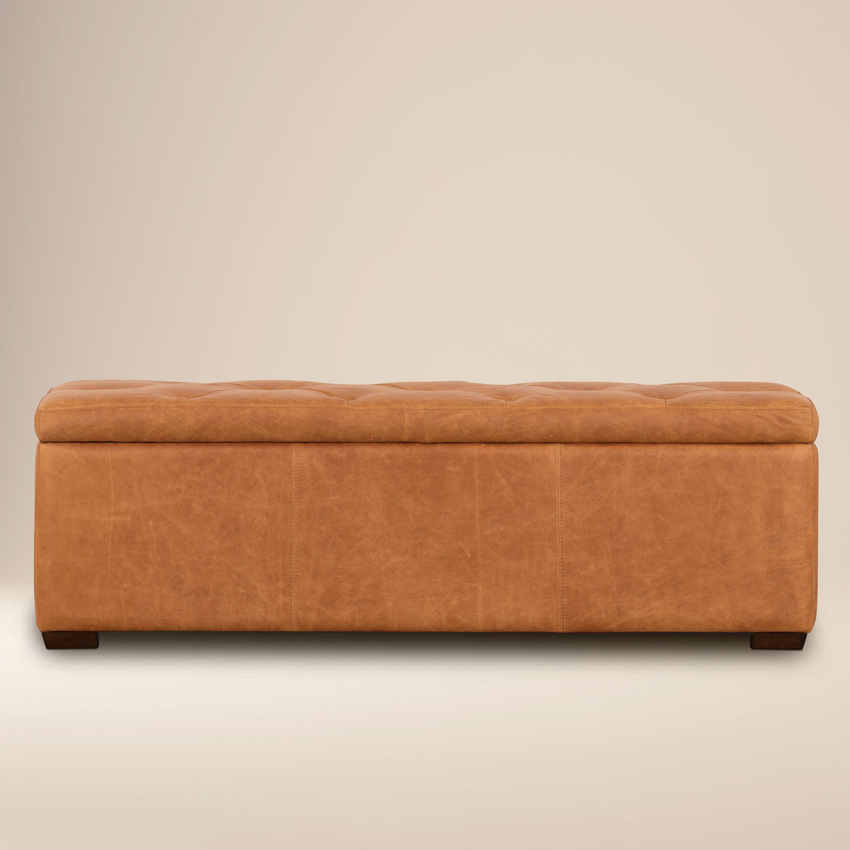 W&F Collection | Senja Leather Storage Ottoman (Cognac Tan)