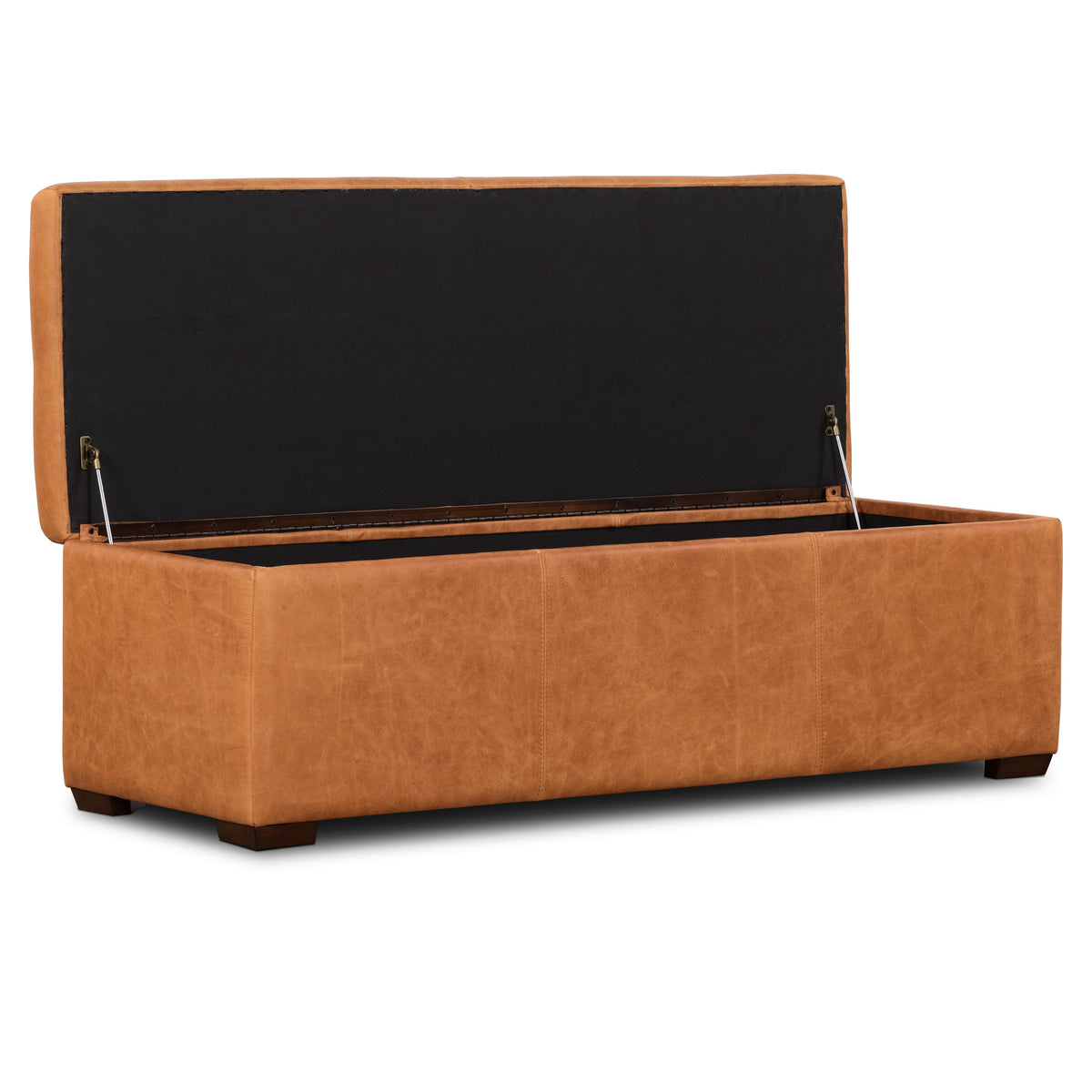 W&F Collection | Senja Leather Storage Ottoman (Cognac Tan)