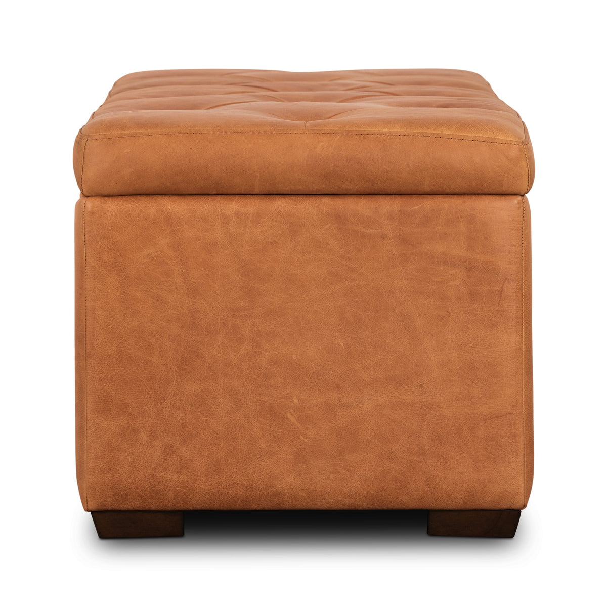 W&F Collection | Senja Leather Storage Ottoman (Cognac Tan)