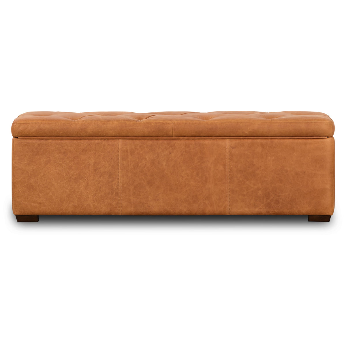 W&F Collection | Senja Leather Storage Ottoman (Cognac Tan)