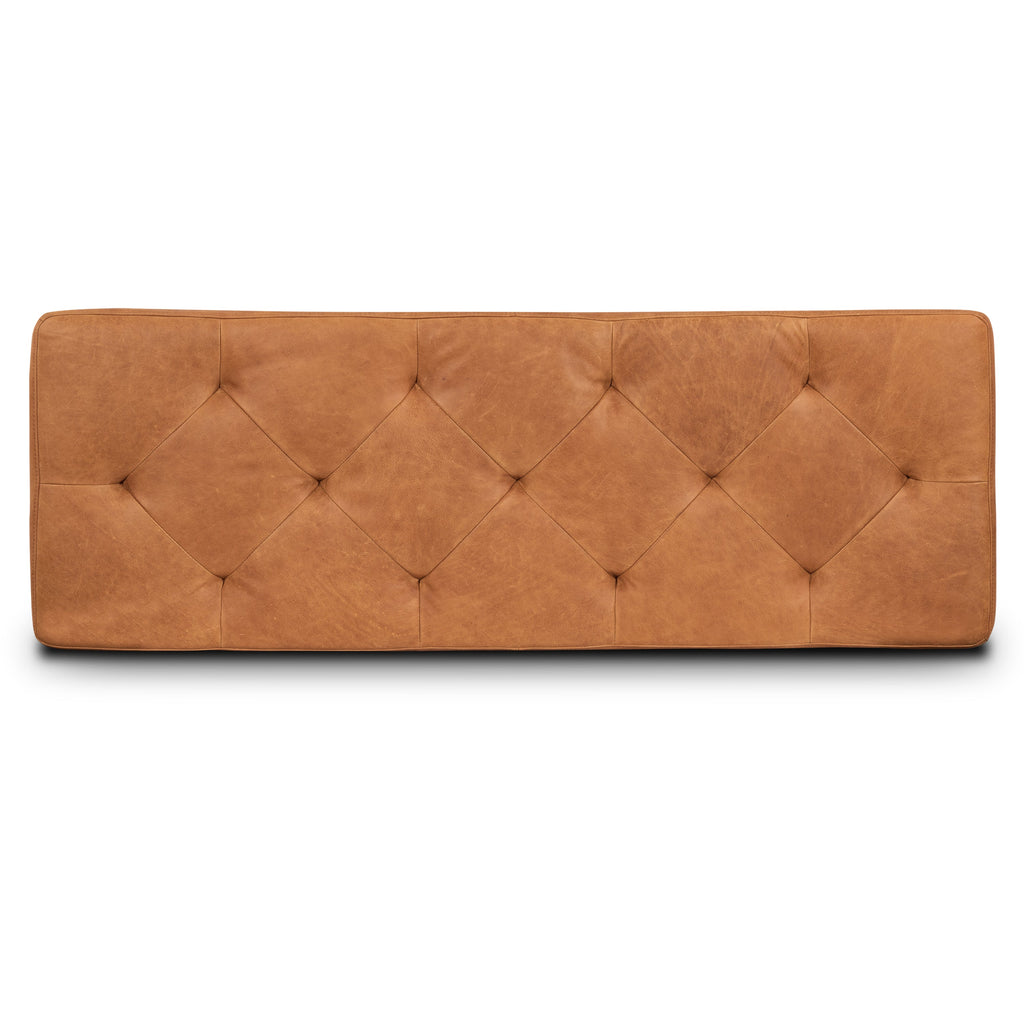 W&F Collection | Senja Leather Storage Ottoman (Cognac Tan)