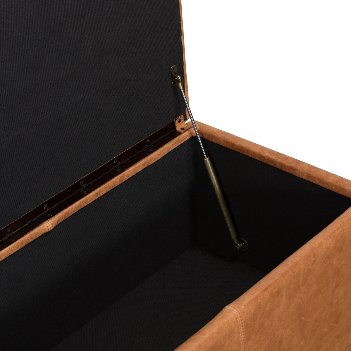 W&F Collection | Senja Leather Storage Ottoman (Cognac Tan)