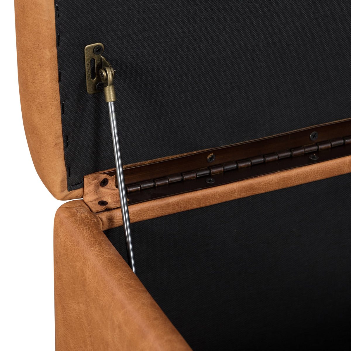 W&F Collection | Senja Leather Storage Ottoman (Cognac Tan)