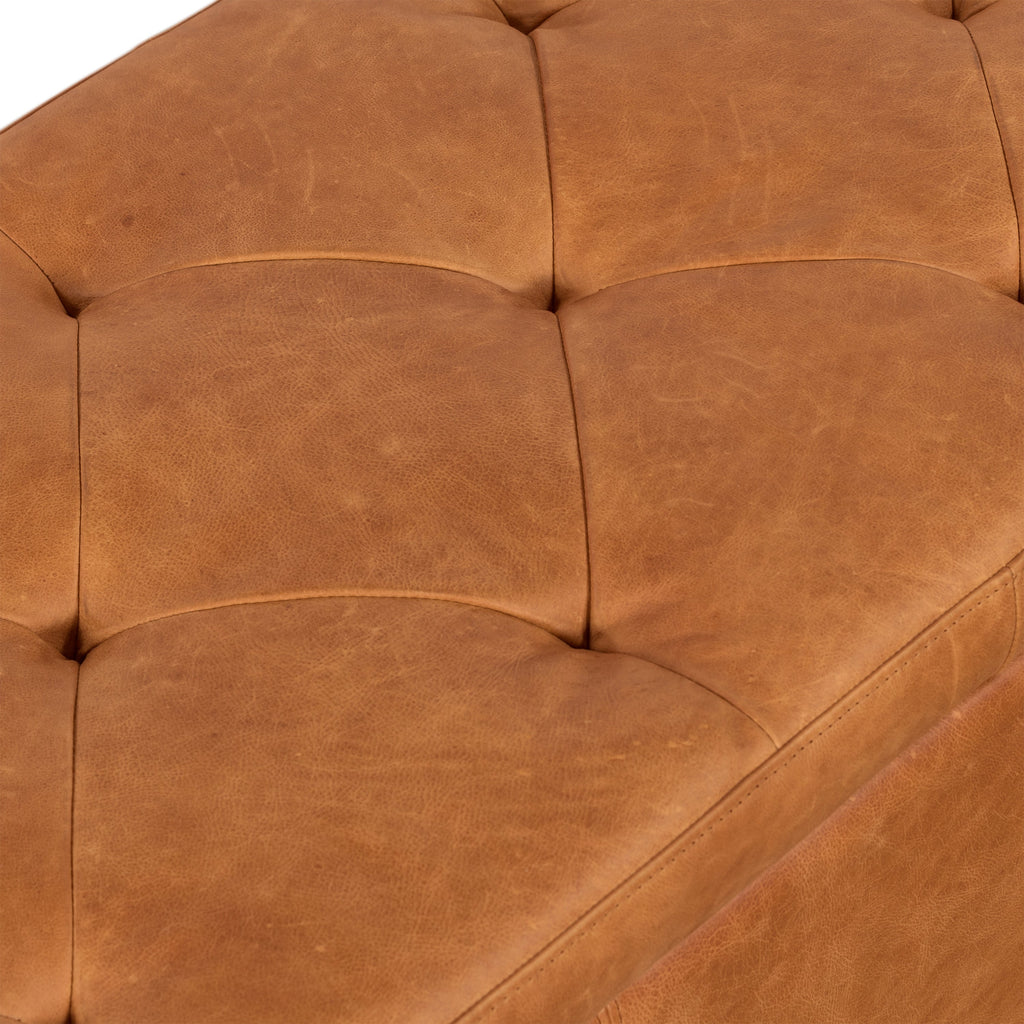 W&F Collection | Senja Leather Storage Ottoman (Cognac Tan)