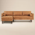 W&F Collection | Napa 104.5" Leather Left-Facing Sectional Sofa (Cognac Tan)