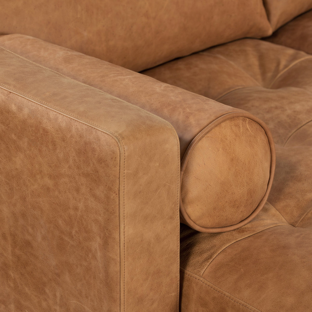 W&F Collection | Napa 104.5" Leather Left-Facing Sectional Sofa (Cognac Tan)