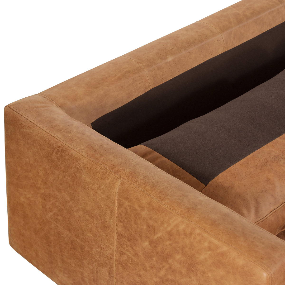 W&F Collection | Napa 104.5" Leather Left-Facing Sectional Sofa (Cognac Tan)