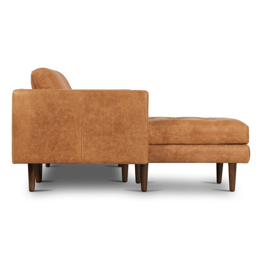 W&F Collection | Napa 104.5" Leather Left-Facing Sectional Sofa (Cognac Tan)