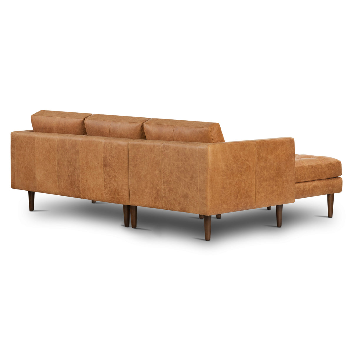 W&F Collection | Napa 104.5" Leather Left-Facing Sectional Sofa (Cognac Tan)