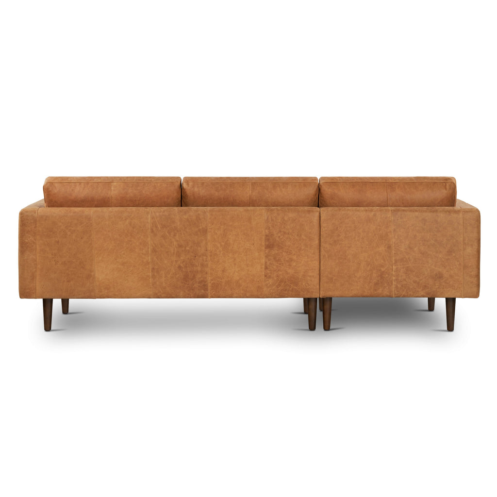 W&F Collection | Napa 104.5" Leather Left-Facing Sectional Sofa (Cognac Tan)