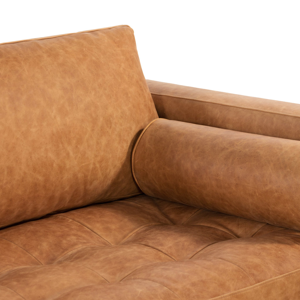 W&F Collection | Napa 104.5" Leather Left-Facing Sectional Sofa (Cognac Tan)