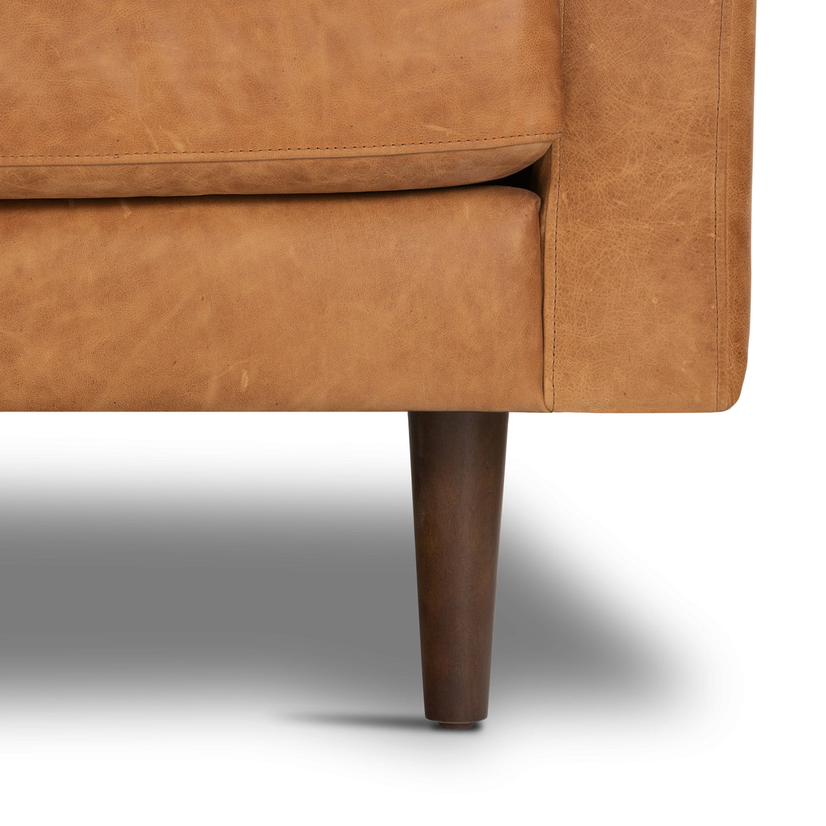 W&F Collection | Napa 104.5" Leather Left-Facing Sectional Sofa (Cognac Tan)