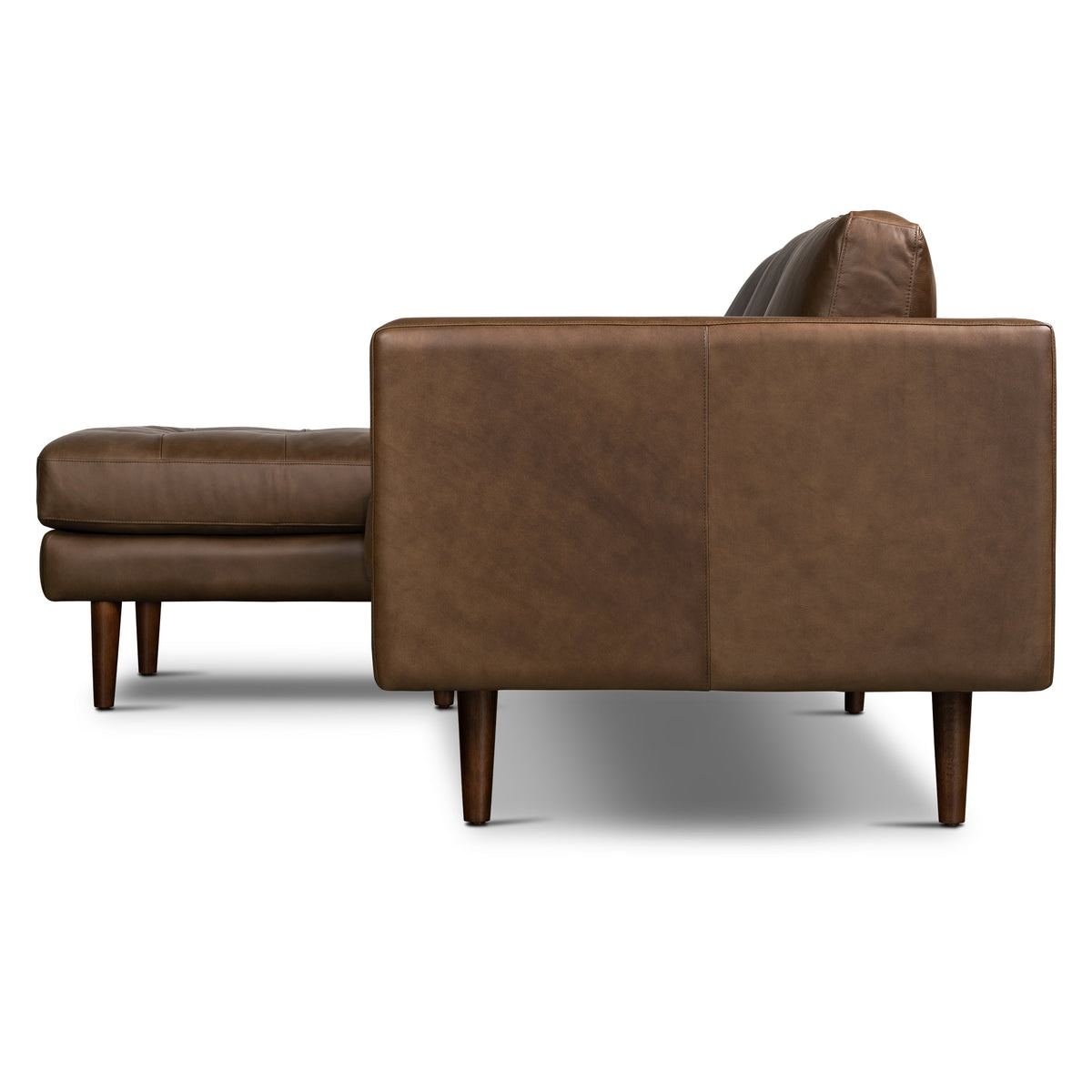 W&F Collection | Napa 104.5" Leather Left-Facing Sectional Sofa (Cocoa Brown)