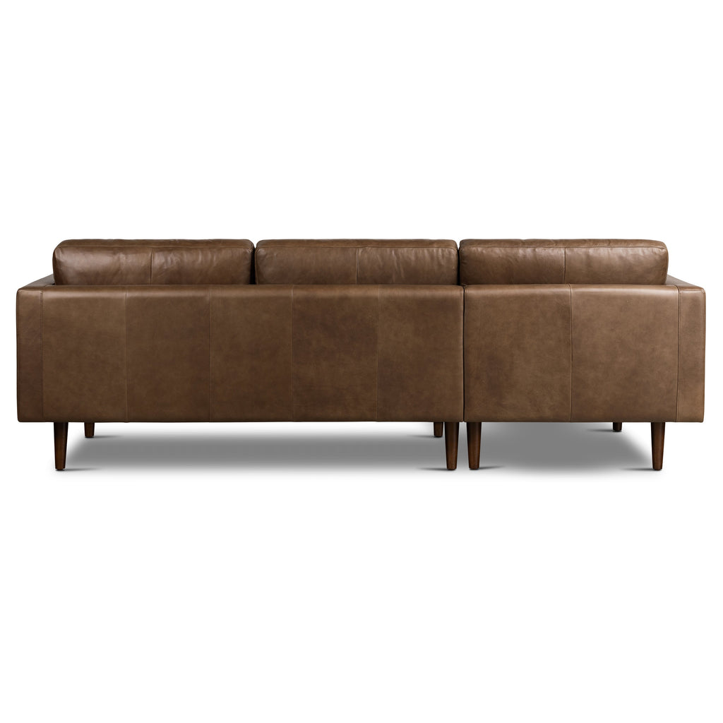 W&F Collection | Napa 104.5" Leather Left-Facing Sectional Sofa (Cocoa Brown)