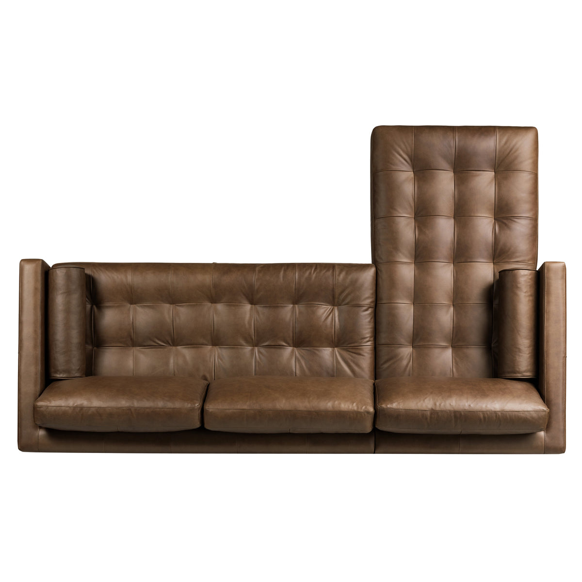 W&F Collection | Napa 104.5" Leather Left-Facing Sectional Sofa (Cocoa Brown)