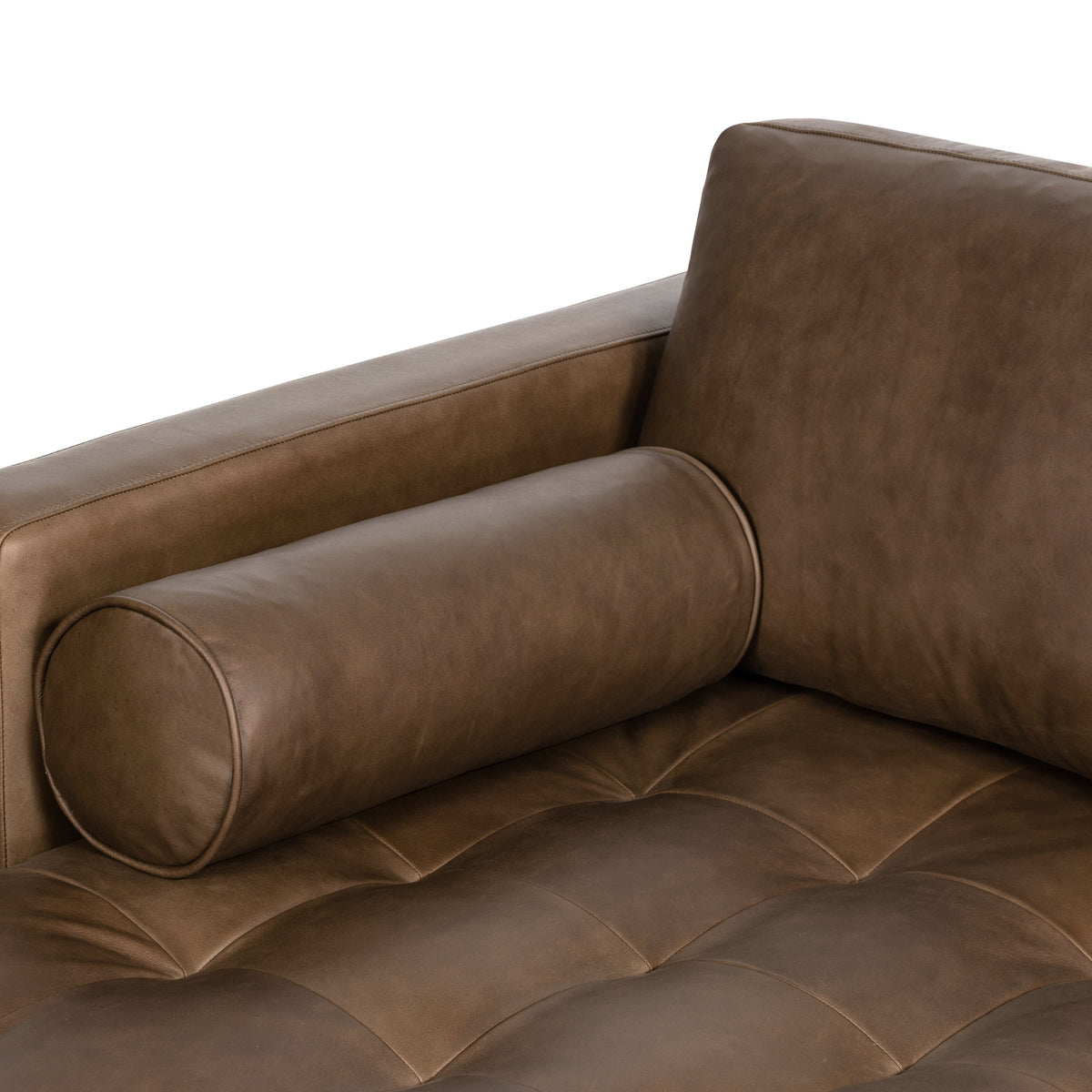 W&F Collection | Napa 104.5" Leather Left-Facing Sectional Sofa (Cocoa Brown)