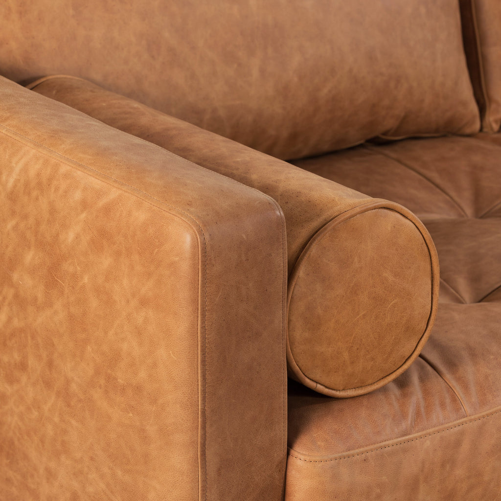 W&F Collection | Napa 104.5" Leather Right-Facing Sectional Sofa (Cognac Tan)
