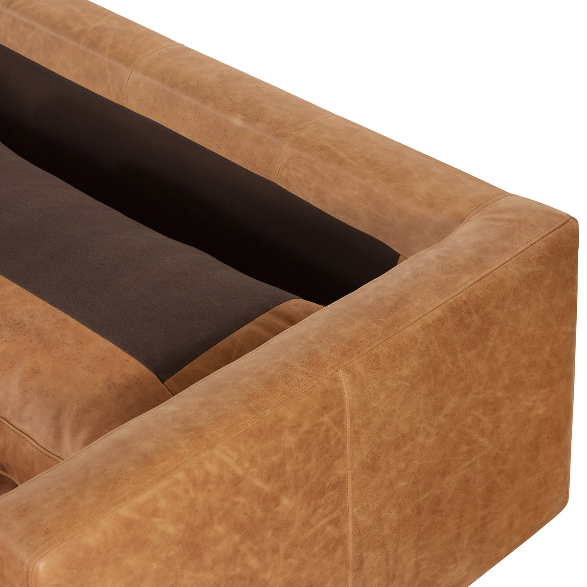 W&F Collection | Napa 104.5" Leather Right-Facing Sectional Sofa (Cognac Tan)