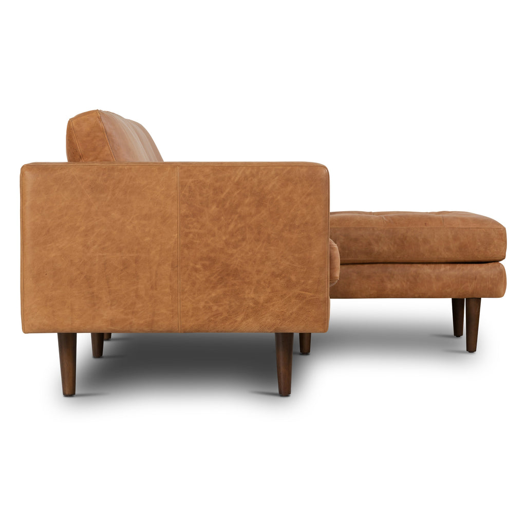 W&F Collection | Napa 104.5" Leather Right-Facing Sectional Sofa (Cognac Tan)