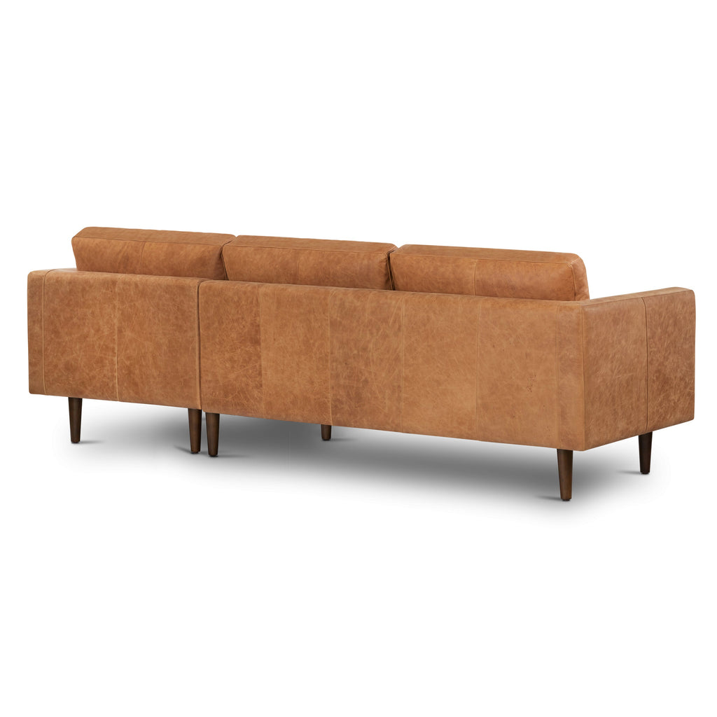 W&F Collection | Napa 104.5" Leather Right-Facing Sectional Sofa (Cognac Tan)
