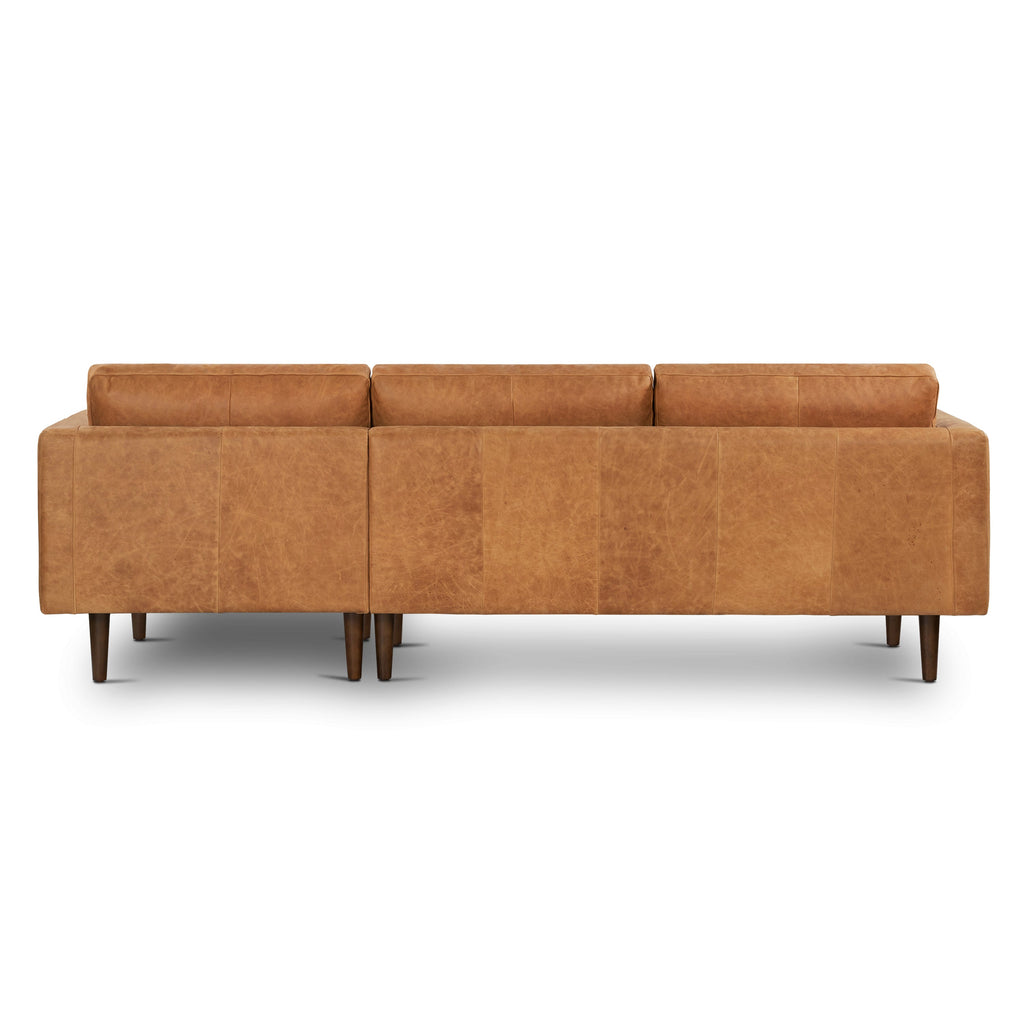 W&F Collection | Napa 104.5" Leather Right-Facing Sectional Sofa (Cognac Tan)
