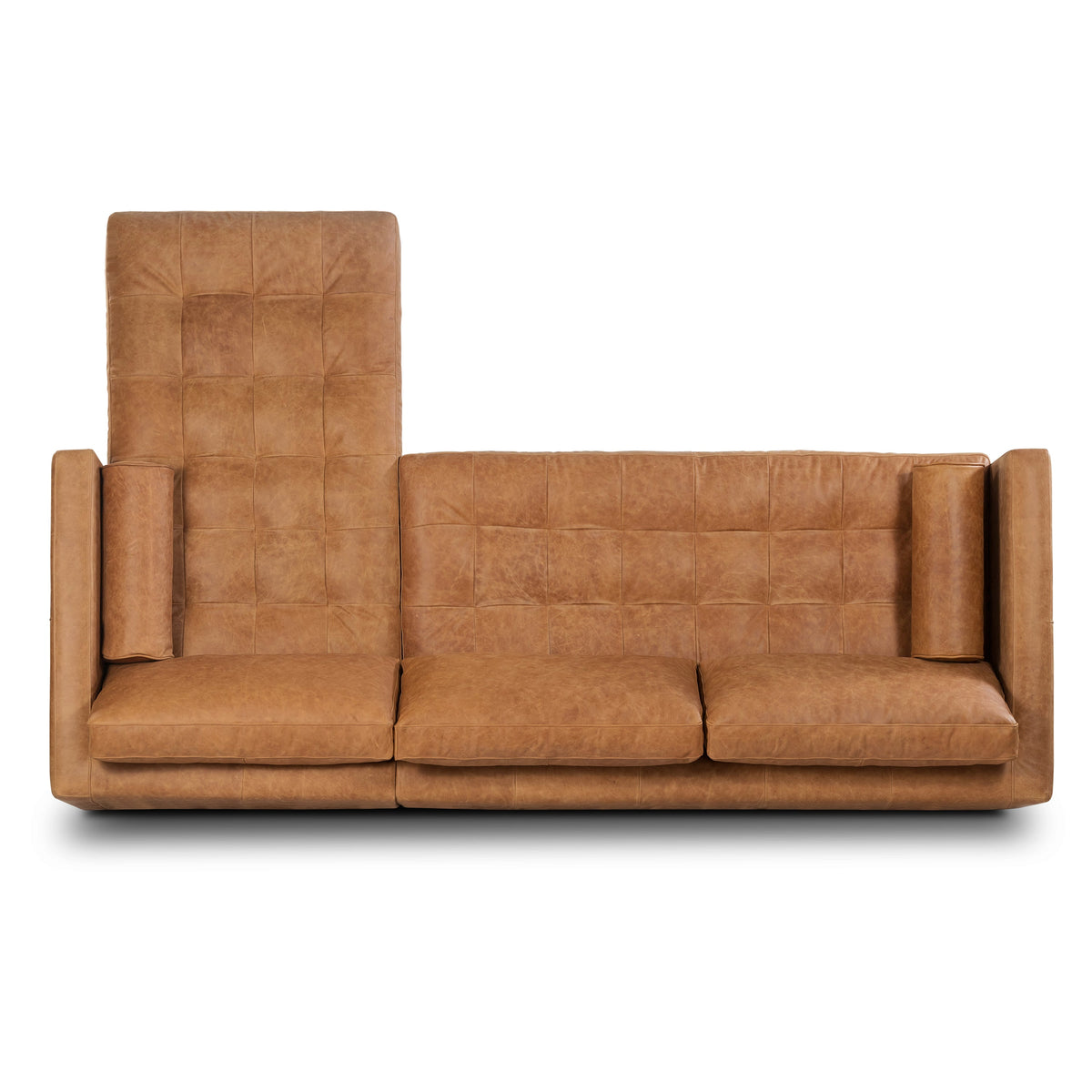 W&F Collection | Napa 104.5" Leather Right-Facing Sectional Sofa (Cognac Tan)